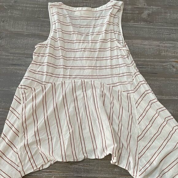 Maeve by ANTHROPOLOGIE White with brown stripes Alayne handkerchief Tunic Tank - Picture 6 of 6